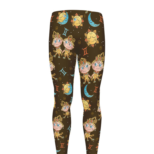 Cute Cartoon Gemini Pattern Print Men's leggings