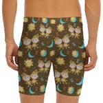 Cute Cartoon Gemini Pattern Print Men's Long Boxer Briefs