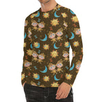 Cute Cartoon Gemini Pattern Print Men's Long Sleeve Rash Guard