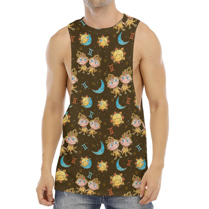 Cute Cartoon Gemini Pattern Print Men's Muscle Tank Top