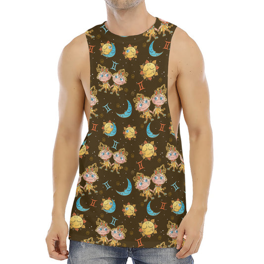 Cute Cartoon Gemini Pattern Print Men's Muscle Tank Top