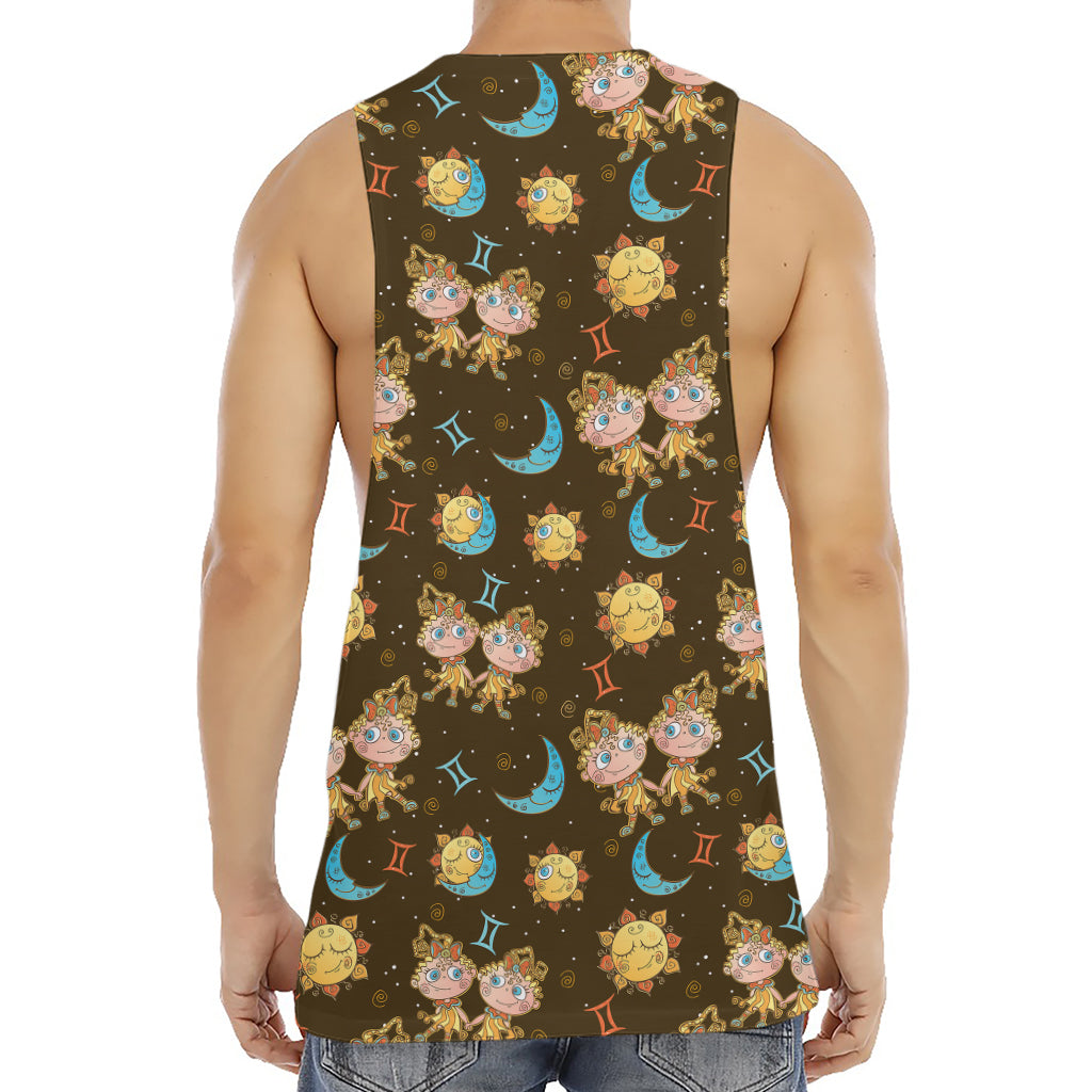 Cute Cartoon Gemini Pattern Print Men's Muscle Tank Top