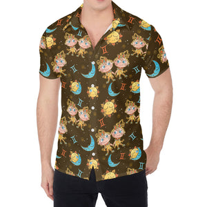 Cute Cartoon Gemini Pattern Print Men's Shirt