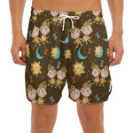 Cute Cartoon Gemini Pattern Print Men's Split Running Shorts