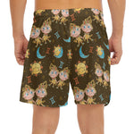 Cute Cartoon Gemini Pattern Print Men's Split Running Shorts