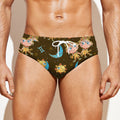 Cute Cartoon Gemini Pattern Print Men's Swim Briefs