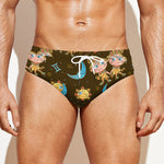 Cute Cartoon Gemini Pattern Print Men's Swim Briefs