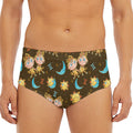 Cute Cartoon Gemini Pattern Print Men's Triangle Swim Briefs