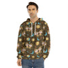 Cute Cartoon Gemini Pattern Print Men's Velvet Pullover Hoodie