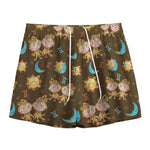 Cute Cartoon Gemini Pattern Print Mesh Shorts