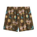 Cute Cartoon Gemini Pattern Print Mesh Shorts