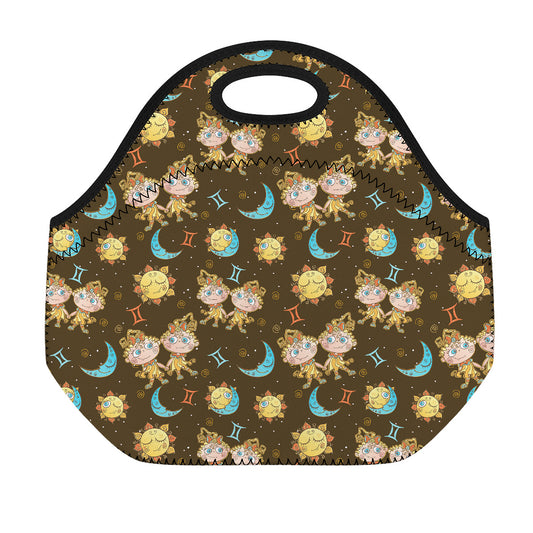 Cute Cartoon Gemini Pattern Print Neoprene Lunch Bag