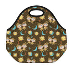 Cute Cartoon Gemini Pattern Print Neoprene Lunch Bag