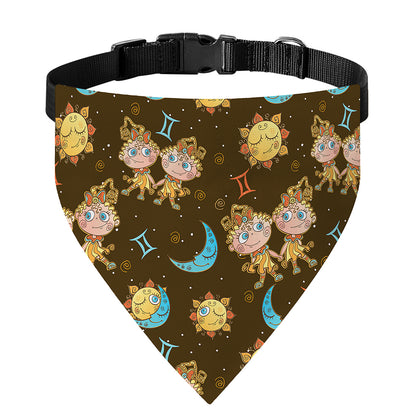 Cute Cartoon Gemini Pattern Print Over The Collar Dog Bandana