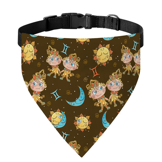 Cute Cartoon Gemini Pattern Print Over The Collar Dog Bandana
