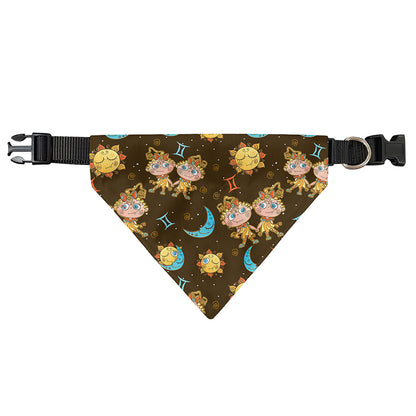 Cute Cartoon Gemini Pattern Print Over The Collar Dog Bandana