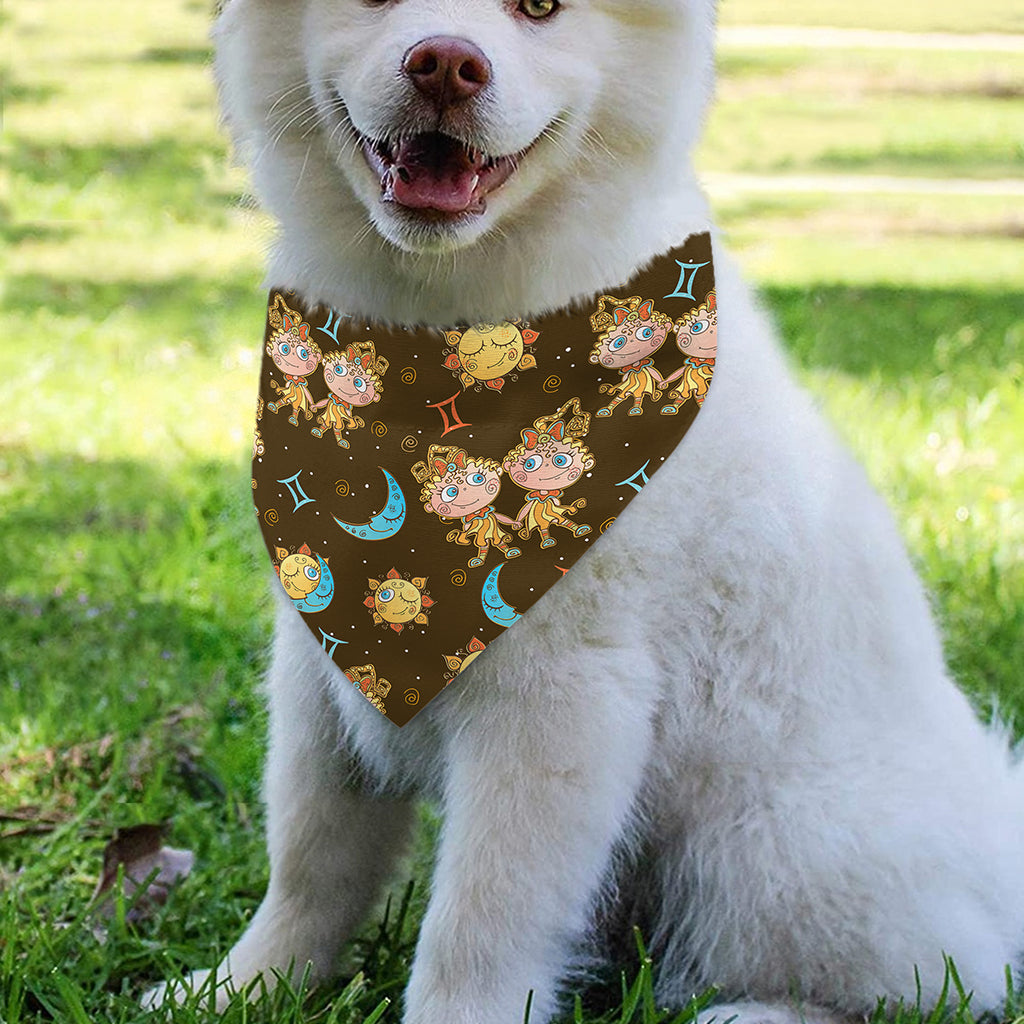 Cute Cartoon Gemini Pattern Print Over The Collar Dog Bandana