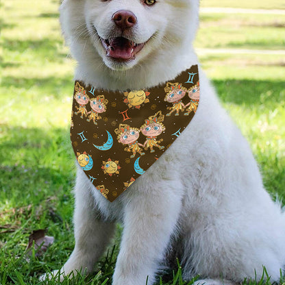 Cute Cartoon Gemini Pattern Print Over The Collar Dog Bandana