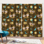 Cute Cartoon Gemini Pattern Print Pencil Pleat Curtains