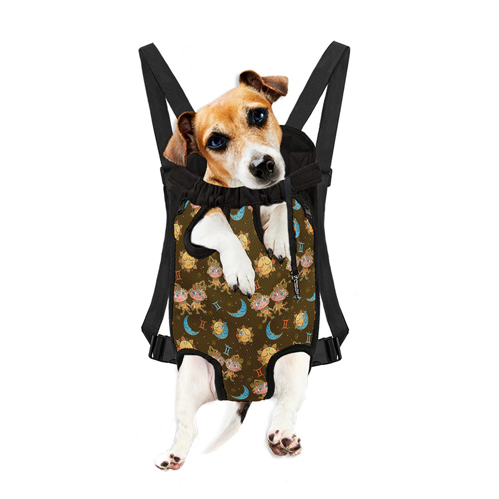 Cute Cartoon Gemini Pattern Print Pet Carrier Backpack