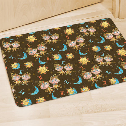Cute Cartoon Gemini Pattern Print Polyester Doormat