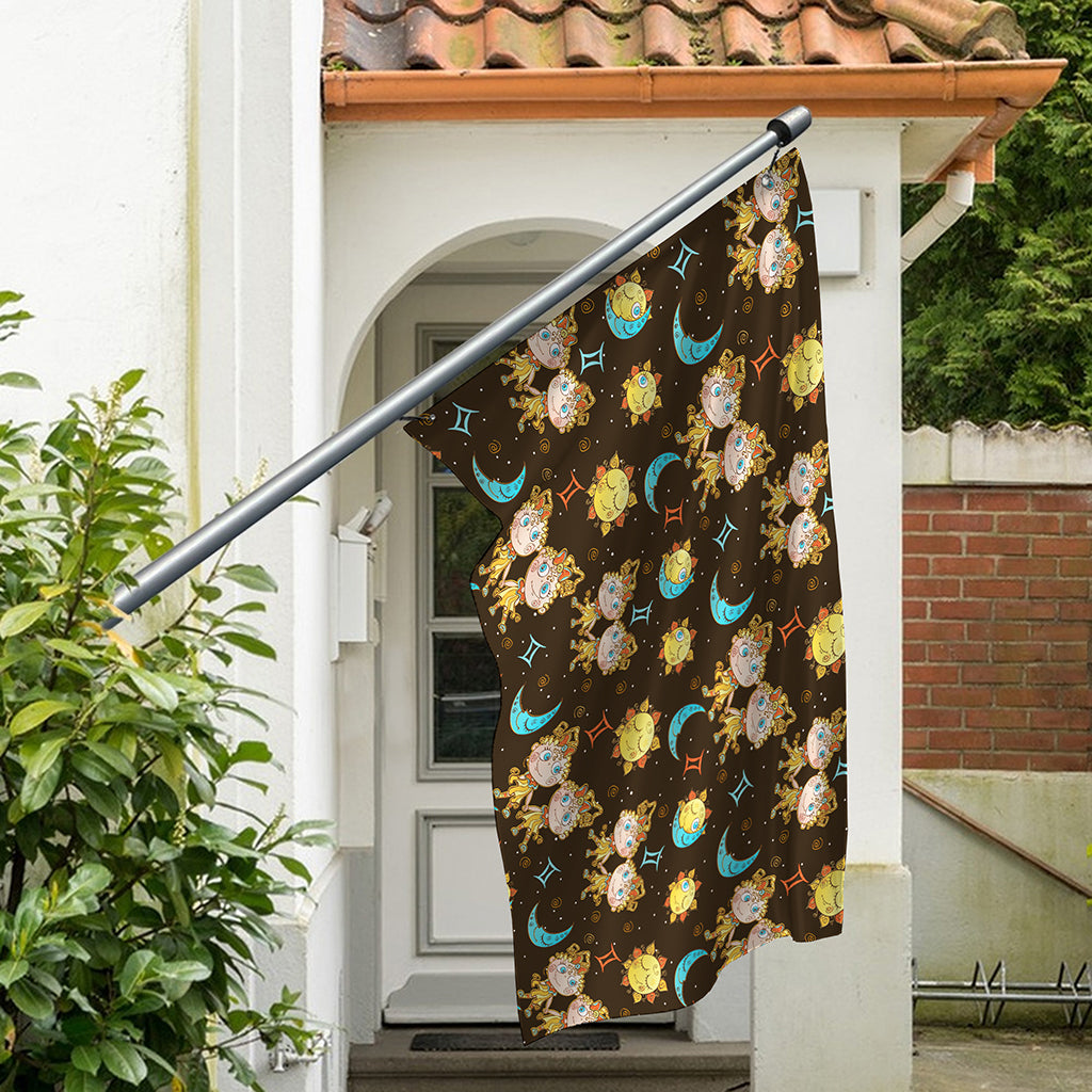 Cute Cartoon Gemini Pattern Print Polyester Flag