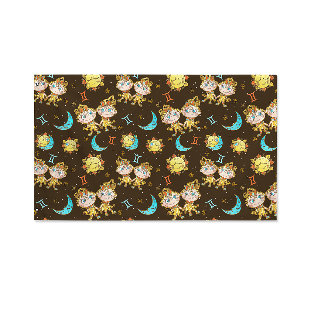 Cute Cartoon Gemini Pattern Print Polyester Flag