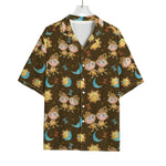 Cute Cartoon Gemini Pattern Print Rayon Hawaiian Shirt