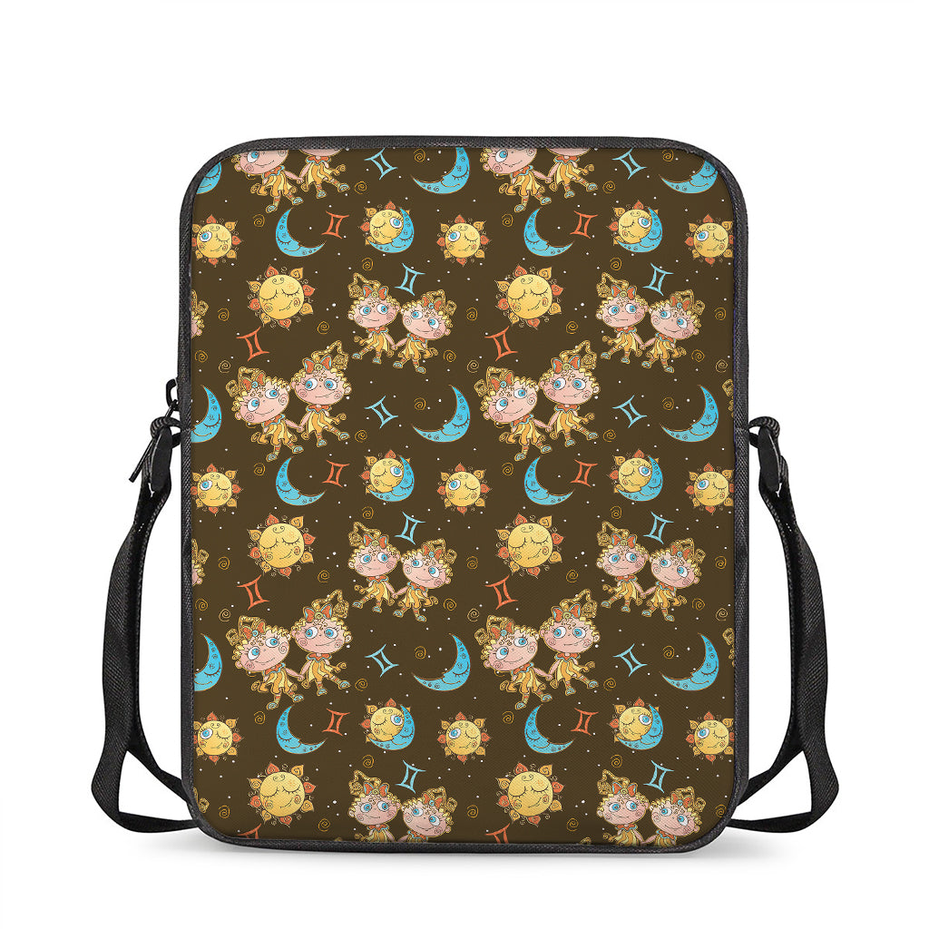 Cute Cartoon Gemini Pattern Print Rectangular Crossbody Bag