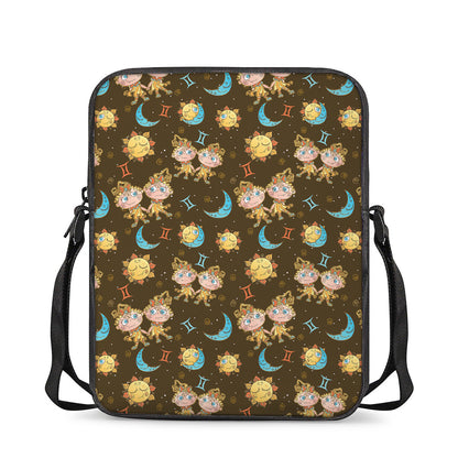 Cute Cartoon Gemini Pattern Print Rectangular Crossbody Bag