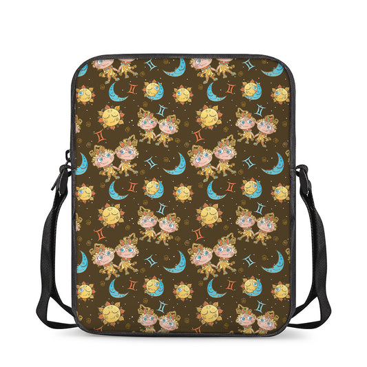 Cute Cartoon Gemini Pattern Print Rectangular Crossbody Bag