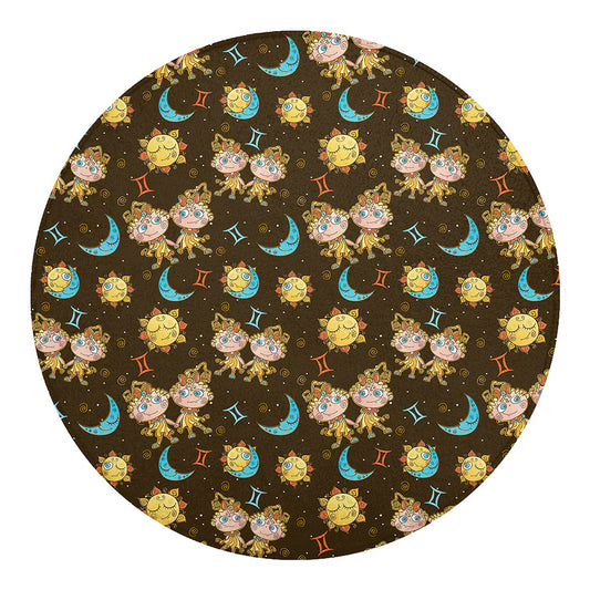 Cute Cartoon Gemini Pattern Print Round Blanket