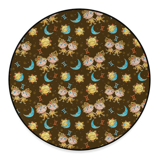 Cute Cartoon Gemini Pattern Print Round Floor Mat