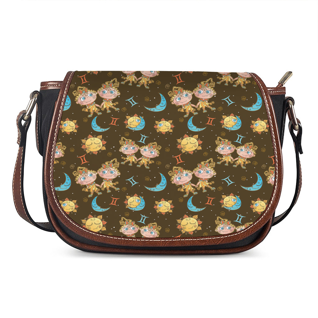 Cute Cartoon Gemini Pattern Print Saddle Bag