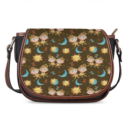 Cute Cartoon Gemini Pattern Print Saddle Bag