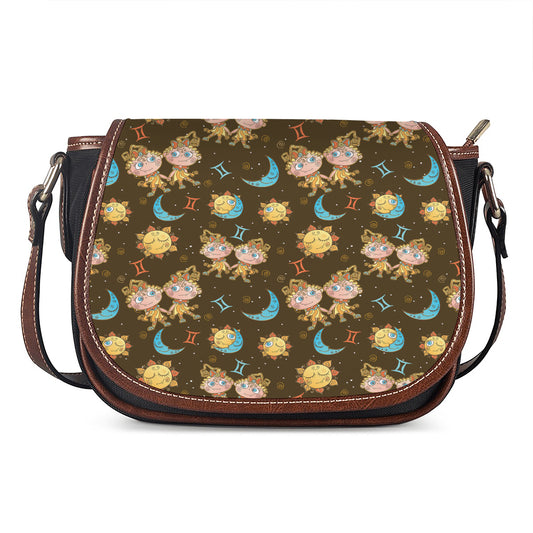 Cute Cartoon Gemini Pattern Print Saddle Bag