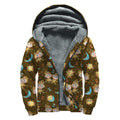 Cute Cartoon Gemini Pattern Print Sherpa Lined Zip Up Hoodie