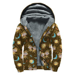 Cute Cartoon Gemini Pattern Print Sherpa Lined Zip Up Hoodie
