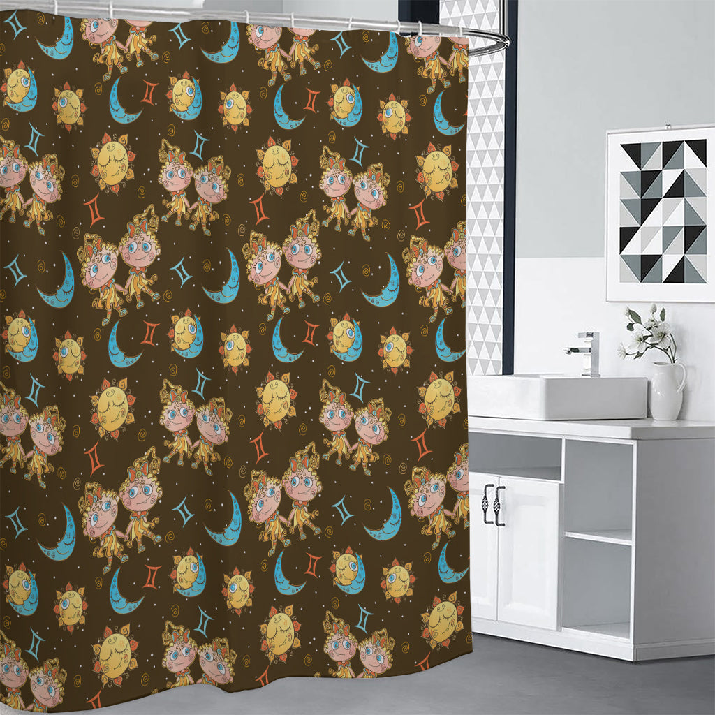 Cute Cartoon Gemini Pattern Print Shower Curtain
