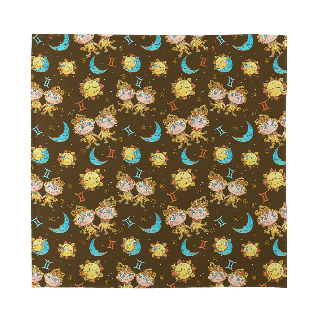 Cute Cartoon Gemini Pattern Print Silk Bandana