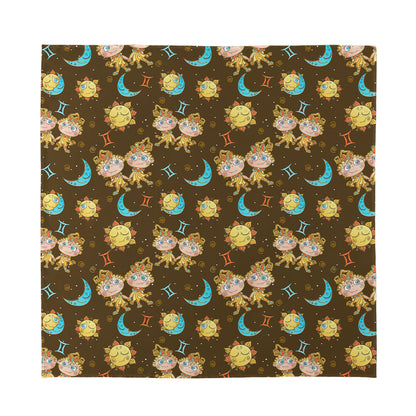 Cute Cartoon Gemini Pattern Print Silk Bandana