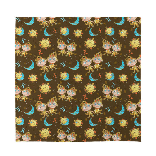 Cute Cartoon Gemini Pattern Print Silk Bandana