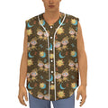 Cute Cartoon Gemini Pattern Print Sleeveless Baseball Jersey
