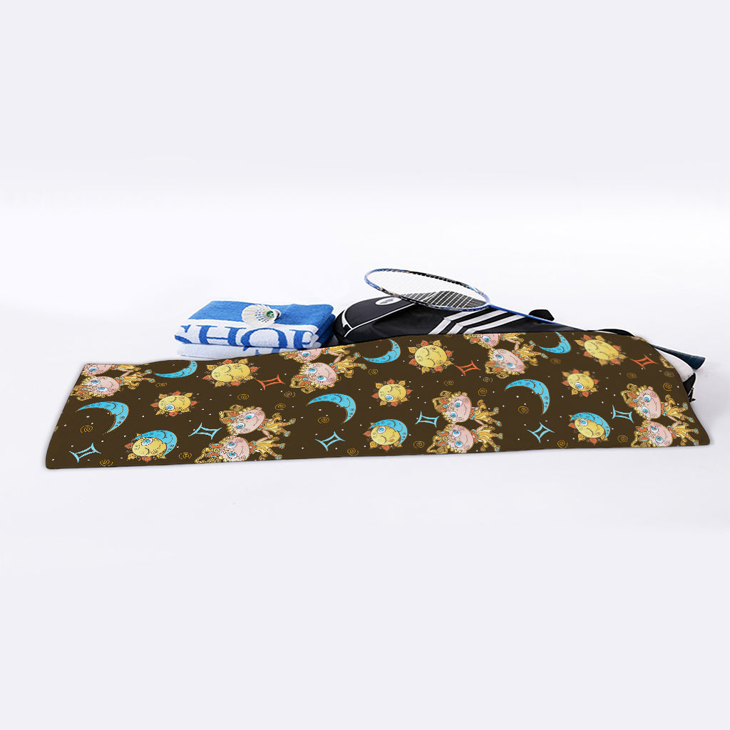 Cute Cartoon Gemini Pattern Print Sports Towel