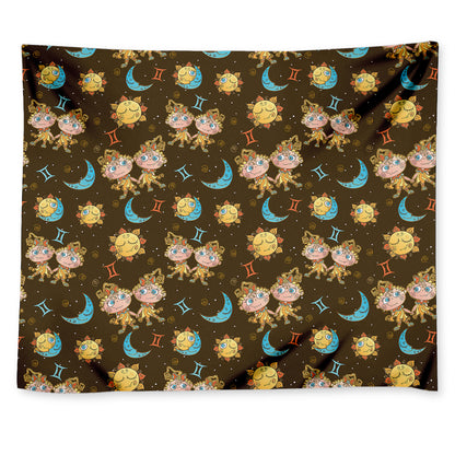 Cute Cartoon Gemini Pattern Print Tapestry
