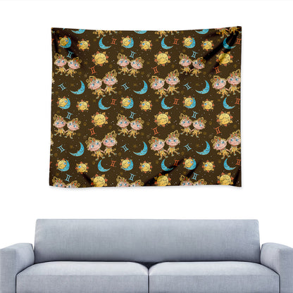 Cute Cartoon Gemini Pattern Print Tapestry