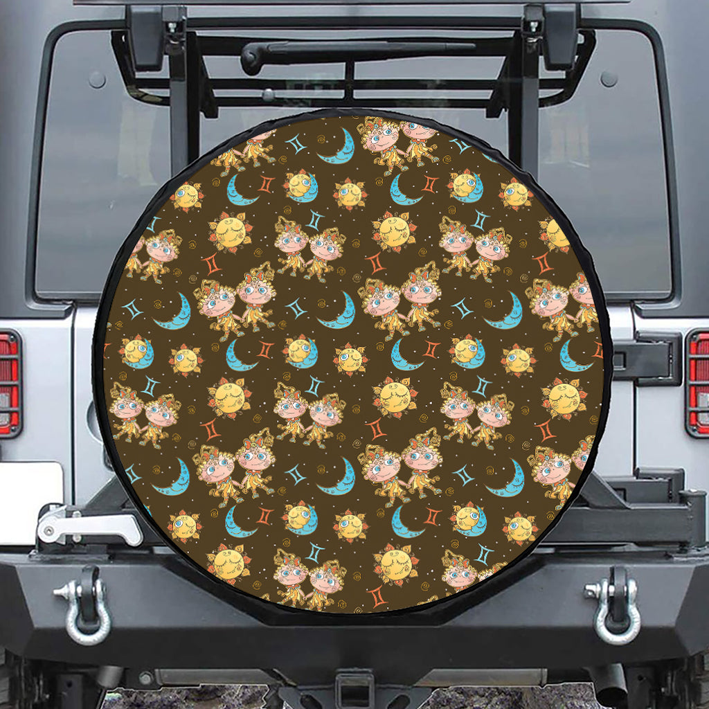 Cute Cartoon Gemini Pattern Print Tire Cover