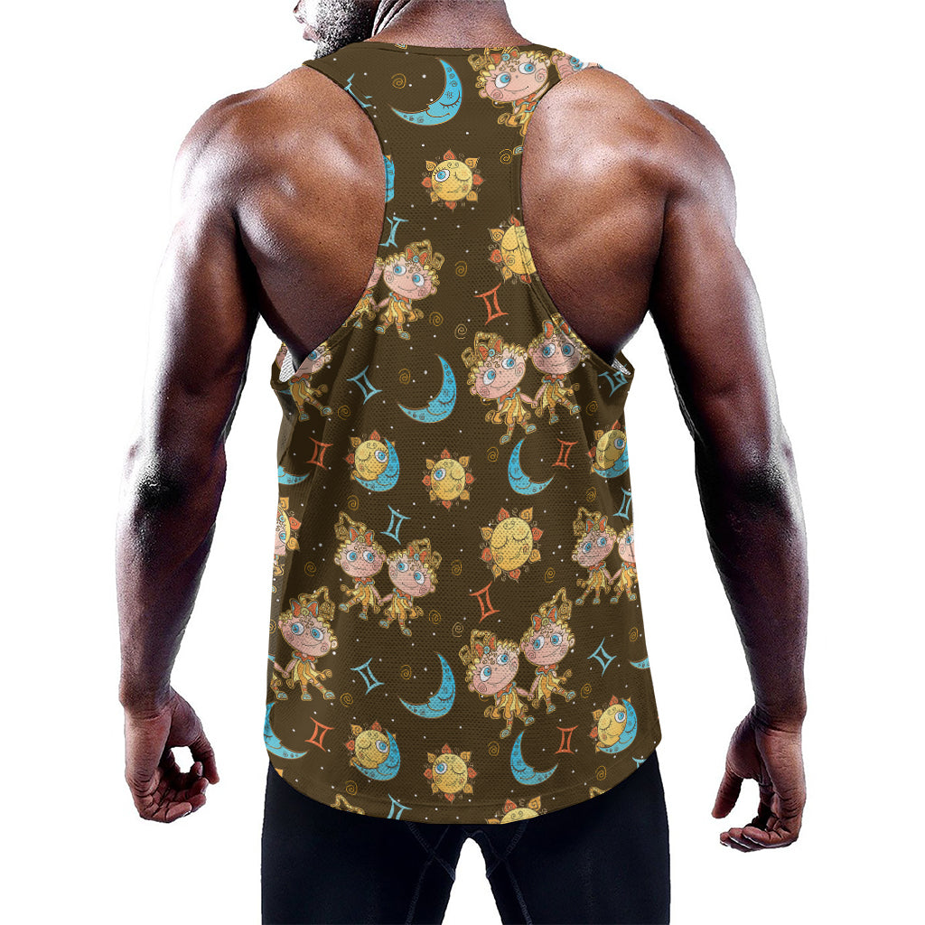 Cute Cartoon Gemini Pattern Print Training Tank Top