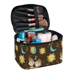 Cute Cartoon Gemini Pattern Print Travel Makeup Bag