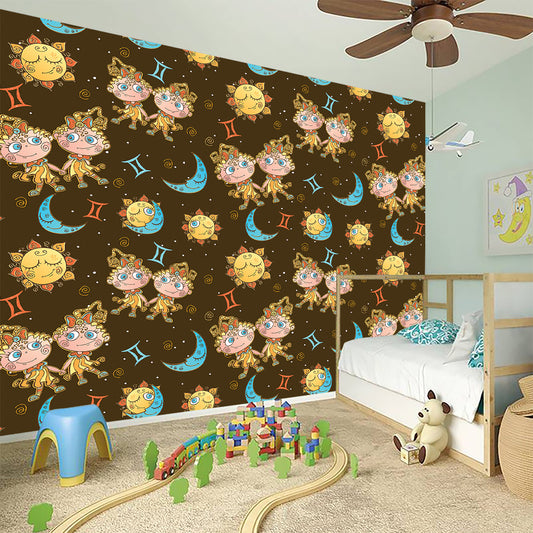 Cute Cartoon Gemini Pattern Print Wall Sticker